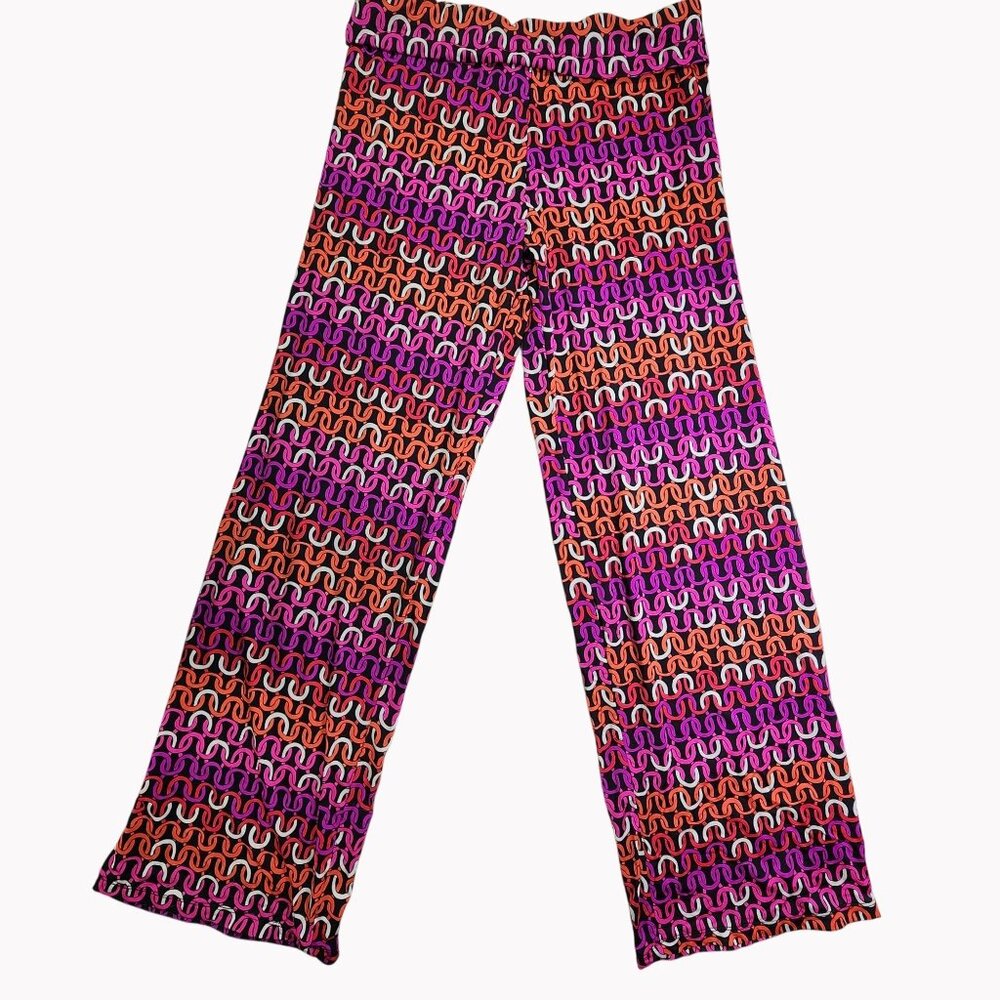 Trina Turk Echo Chain Links Cover Up Swim Pant Large Multicolor Nylon Spandex